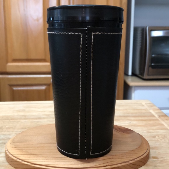 LSU Tigers Black Leather Insulated Covered 14oz. Drinking Cup - Picture 2 of 5